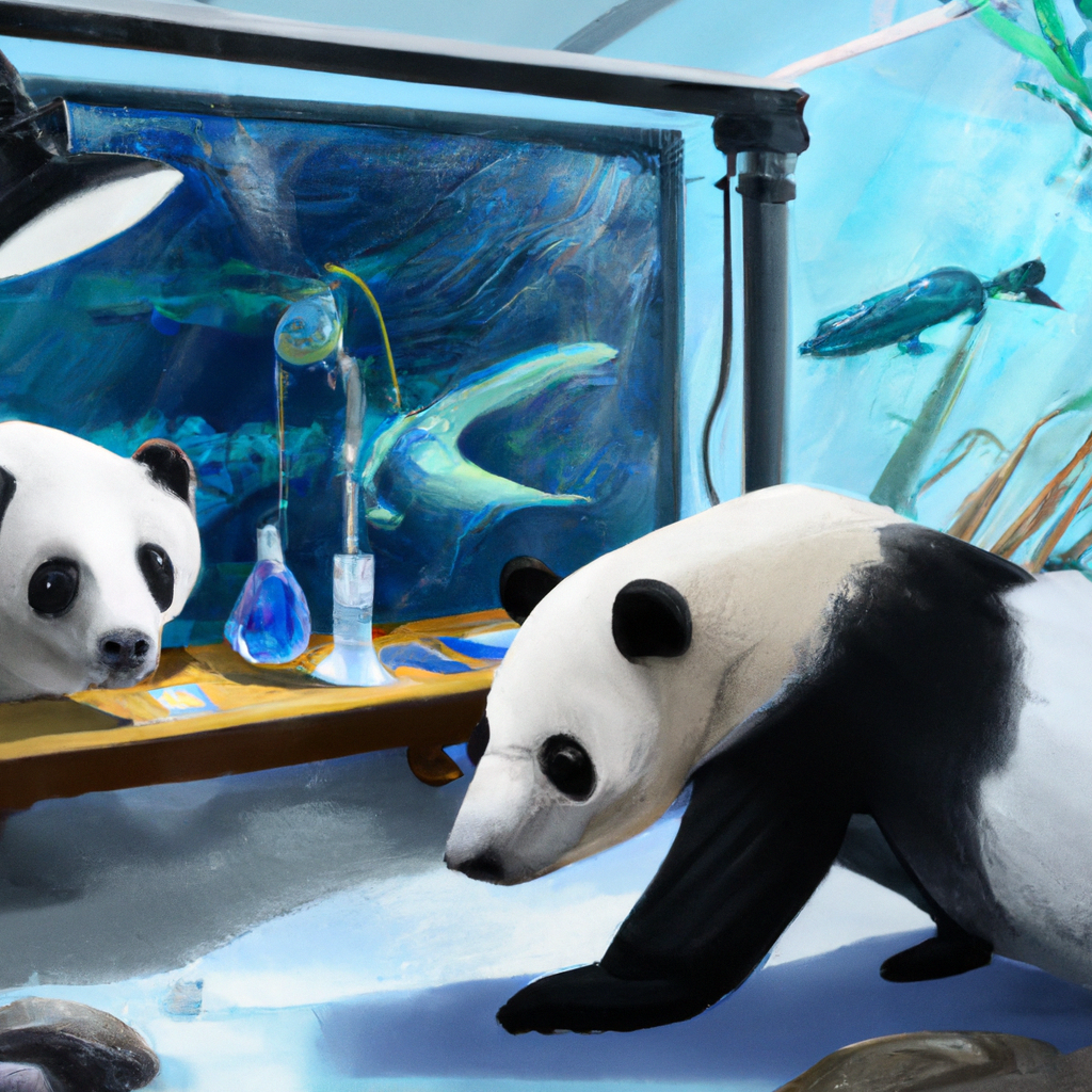 foca e panda in laboratorio