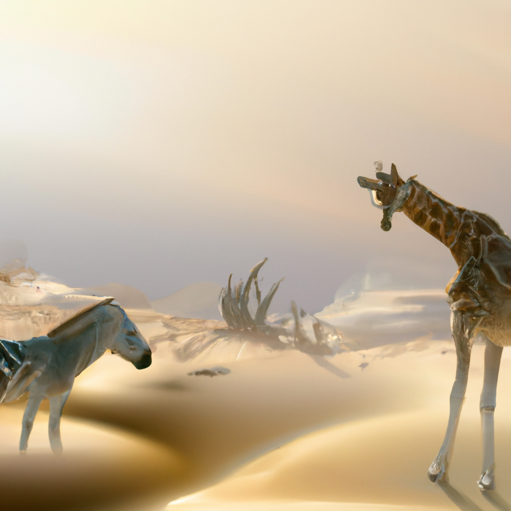 zebra e giraffa in deserto