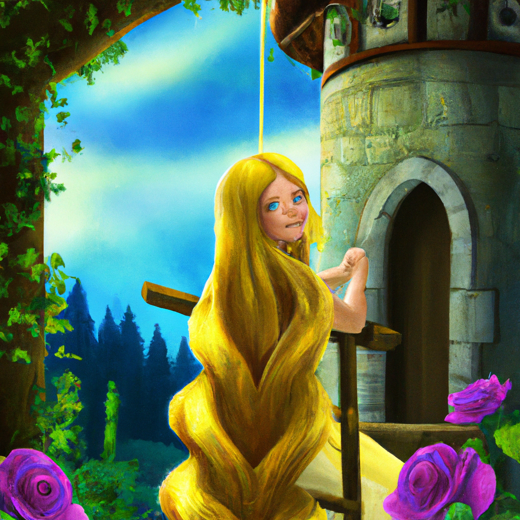 Rapunzel, una bellissima fanciulla che viveva nel Regno dei Nanetti, era intrappolata in una torre nel mezzo del bosco. Il suo unico amico era una fata che le raccontava storie meravigliose prima di addormentarsi.