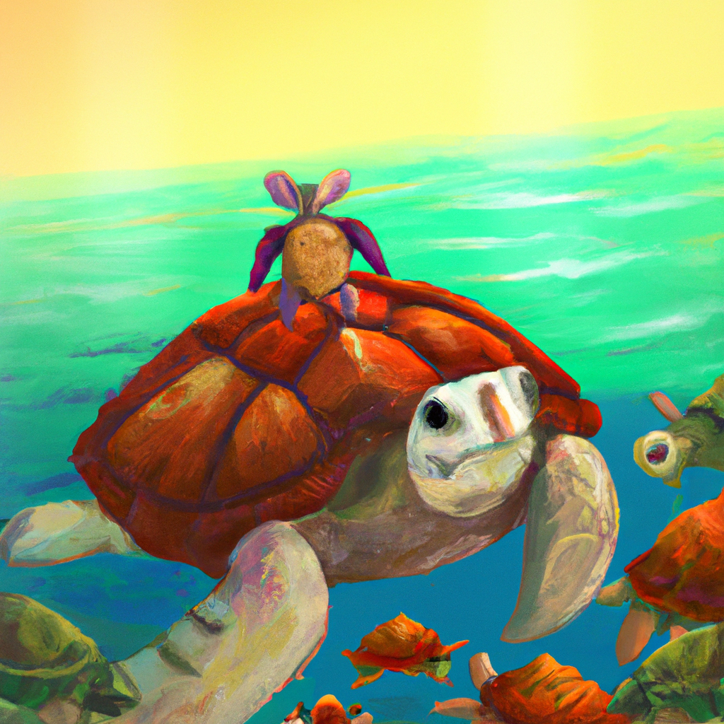 La favola di La Tartaruga parla di una famiglia di tartarughe che vive nel mare. Un giorno, una tartaruga più piccola deve imparare a sopravvivere nell'ambiente ostile. Con l'aiuto dei suoi genitori, impara a nuotare, a scoprire i segreti del mare e a non avere paura.